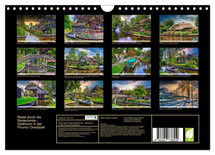 Produktbild: Reise durch die Niederlande - Giethoorn in der Provinz Overijssel (Wandkalender 2026 DIN A4 quer), CALVENDO Monatskalender