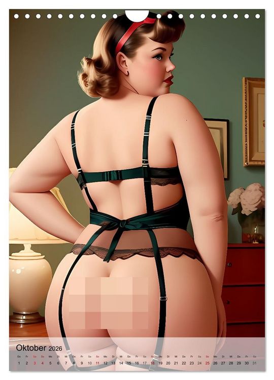 Produktbild: Pin up Girls Hei&szlig;e Kurven mit Retro Charme (Wandkalender 2026 DIN A4 hoch), CALVENDO Monatskalender