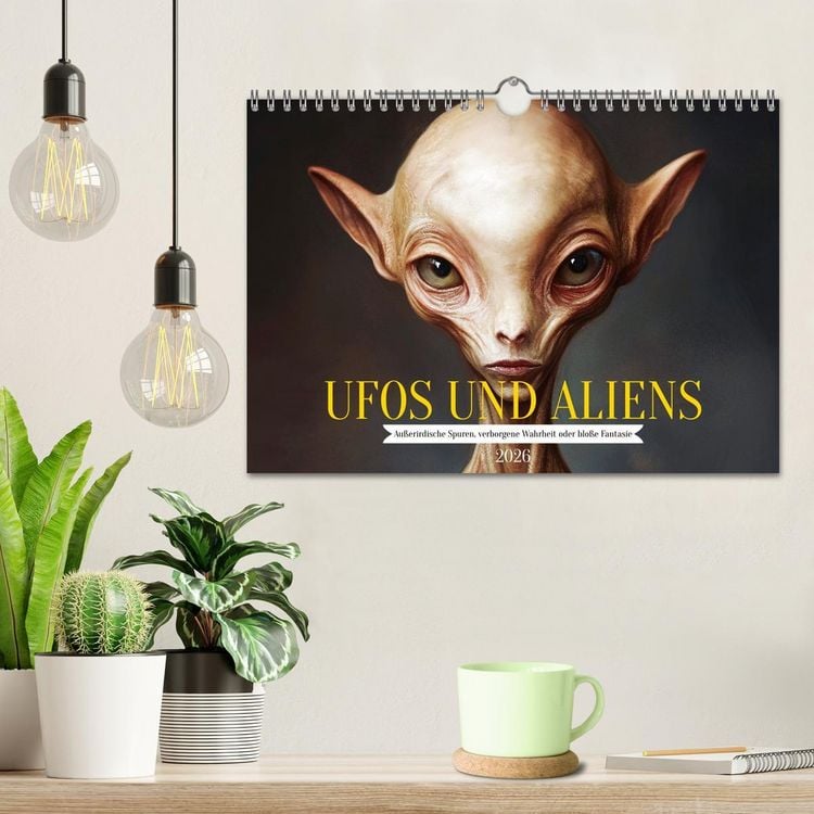 Produktbild: UFOs und Aliens - Au&szlig;erirdische Spuren, verborgene Wahrheit oder blo&szlig;e Fantasie (Wandkalender 2026 DIN A4 quer), CALVENDO Monatskalender