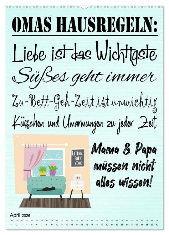 Produktbild: Gl&uuml;ck ist, Oma zu sein (hochwertiger Premium Wandkalender 2026 DIN A2 hoch), Kunstdruck in Hochglanz