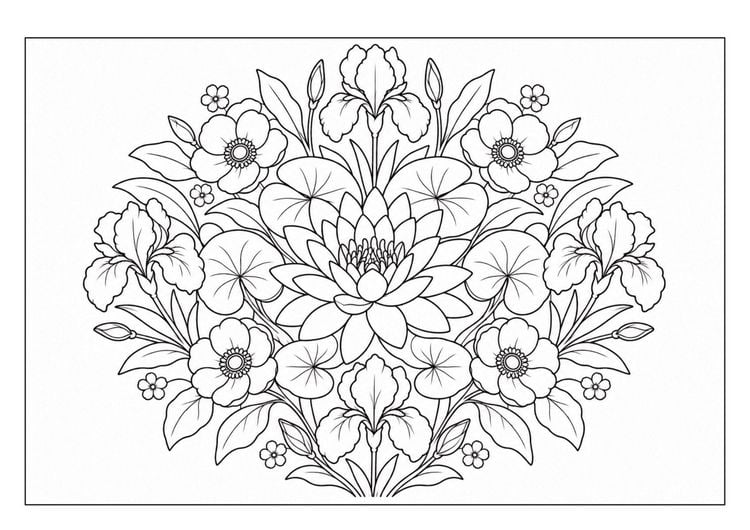 Produktbild: Mandala Blumen Malbuch f&uuml;r Erwachsene mit 100 floralen Ausmalmotiven