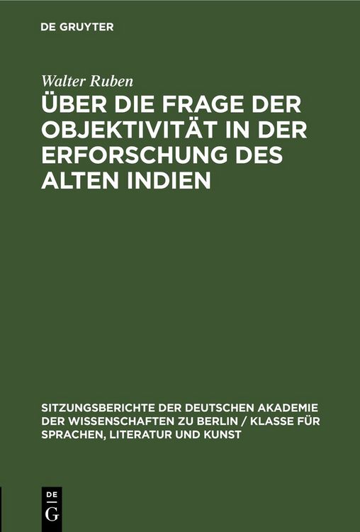 Produktbild: &Uuml;ber die Frage der Objektivit&auml;t in der Erforschung des Alten Indien