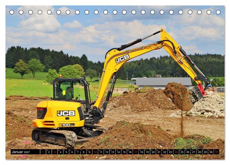 Produktbild: Baufahrzeuge auf der Baustelle (Tischkalender 2027 DIN A5 quer), CALVENDO Monatskalender
