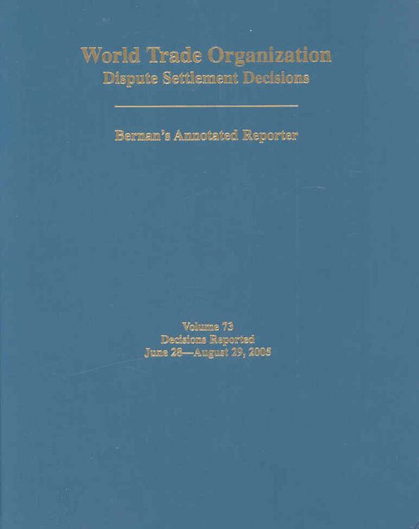 Produktbild: Patton, J: World Trade Organization Dispute Settlement Decis