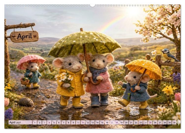 Produktbild: M&auml;usli Kalender (hochwertiger Premium Wandkalender 2027 DIN A2 quer), Kunstdruck in Hochglanz