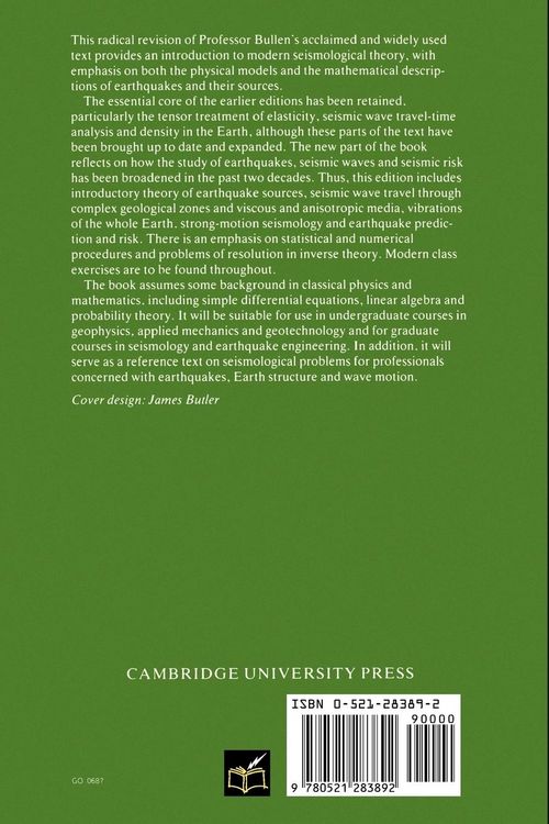 Produktbild: An Introduction to the Theory of Seismology