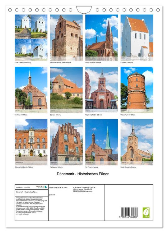Produktbild: D&auml;nemark - Historisches F&uuml;nen (Wandkalender 2026 DIN A4 hoch), CALVENDO Monatskalender