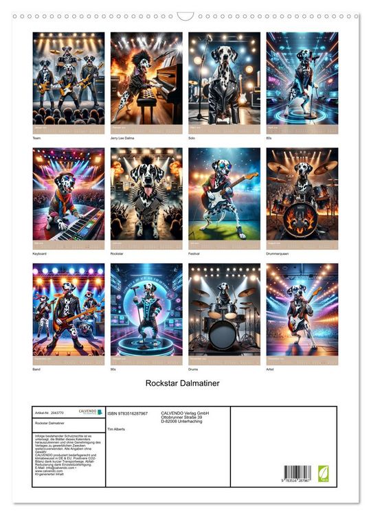 Produktbild: Rockstar Dalmatiner (Wandkalender 2026 DIN A2 hoch), CALVENDO Monatskalender