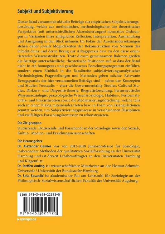 Produktbild: Subjekt und Subjektivierung