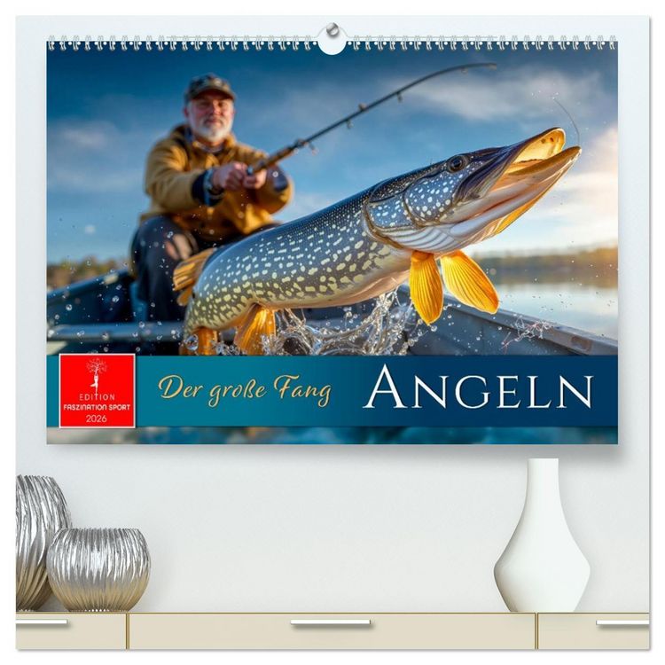 Produktbild: Angeln - der gro&szlig;e Fang (hochwertiger Premium Wandkalender 2026 DIN A2 quer), Kunstdruck in Hochglanz