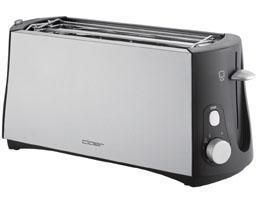 Produktbild: Cloer Toaster 3710 Doppel-Langschlitztoaster mit eingebautem Br&ouml;tchenaufsatz Schwarz, Silber