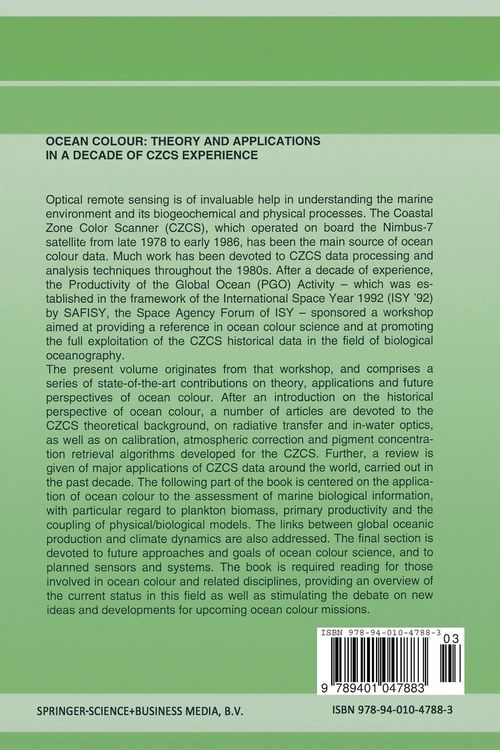 Produktbild: Ocean Colour: Theory and Applications in a Decade of CZCS Experience