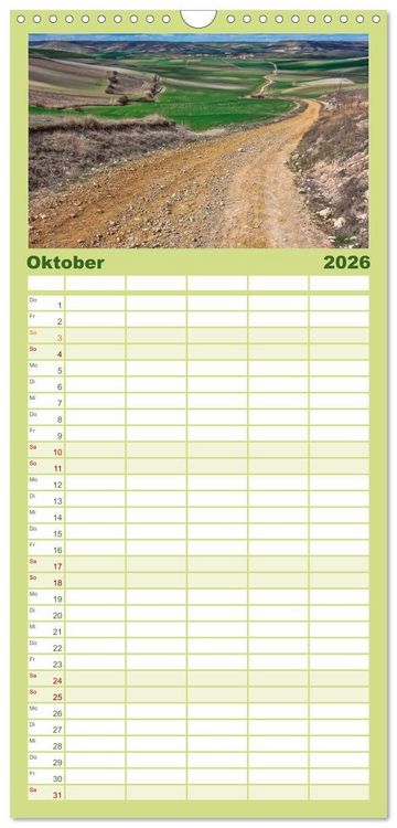 Produktbild: Familienplaner 2026 - Jakobsweg - pilgern auf dem Camino de Santiago mit 5 Spalten (Wandkalender, 21 x 45 cm) CALVENDO