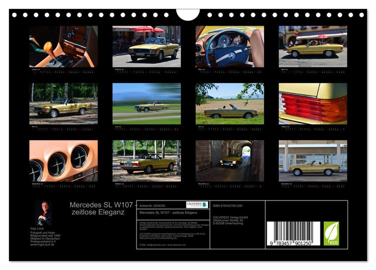 Produktbild: Mercedes SL W107 - zeitlose Eleganz (Wandkalender 2026 DIN A4 quer), CALVENDO Monatskalender