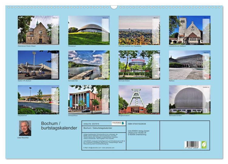 Produktbild: Bochum / Geburtstagskalender (Wandkalender 2026 DIN A2 quer), CALVENDO Monatskalender