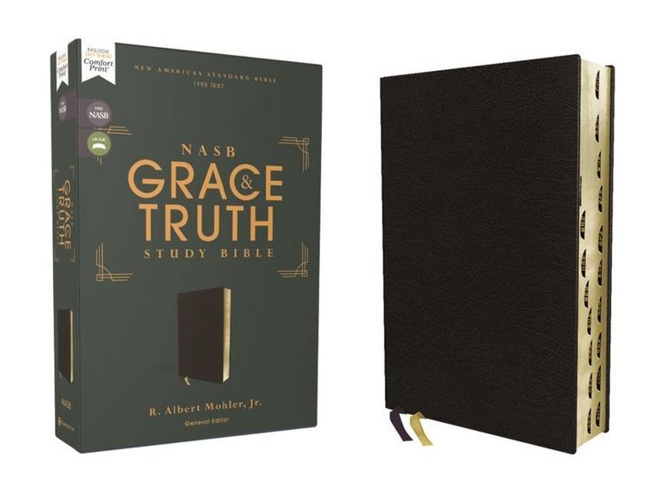 Produktbild: Nasb, the Grace and Truth Study Bible (Trustworthy and Practical Insights), Bonded Leather, Black, Red Letter, 1995 Text, Thumb Indexed, Comfort Print