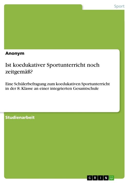 Produktbild: Ist koedukativer Sportunterricht noch zeitgem&auml;&szlig;?