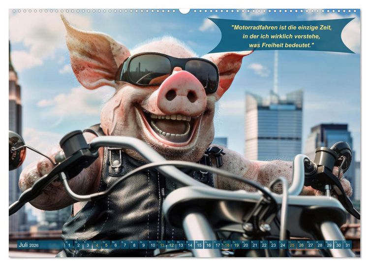 Produktbild: Tierisch lustige Motorradfahrer (Wandkalender 2026 DIN A2 quer), CALVENDO Monatskalender