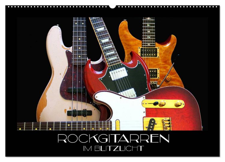 Produktbild: Rockgitarren im Blitzlicht (Wandkalender 2026 DIN A2 quer), CALVENDO Monatskalender