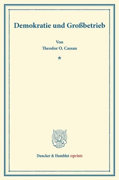 Produktbild: Demokratie und Gro&szlig;betrieb.