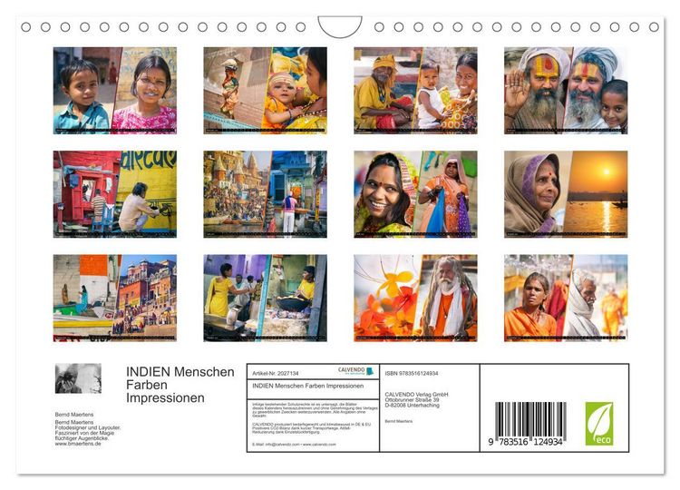 Produktbild: INDIEN Menschen Farben Impressionen (Wandkalender 2026 DIN A4 quer), CALVENDO Monatskalender