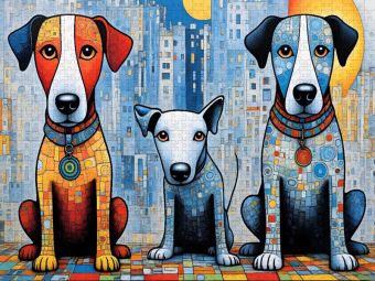 Produktbild: CALVENDO Puzzle Bunte Hunde - Reinschnuppern ins neue Jahr | 1000 Teile Lege-Gr&ouml;&szlig;e 64x48cm Foto-Puzzle f&uuml;r gl&uuml;ckliche Stunden