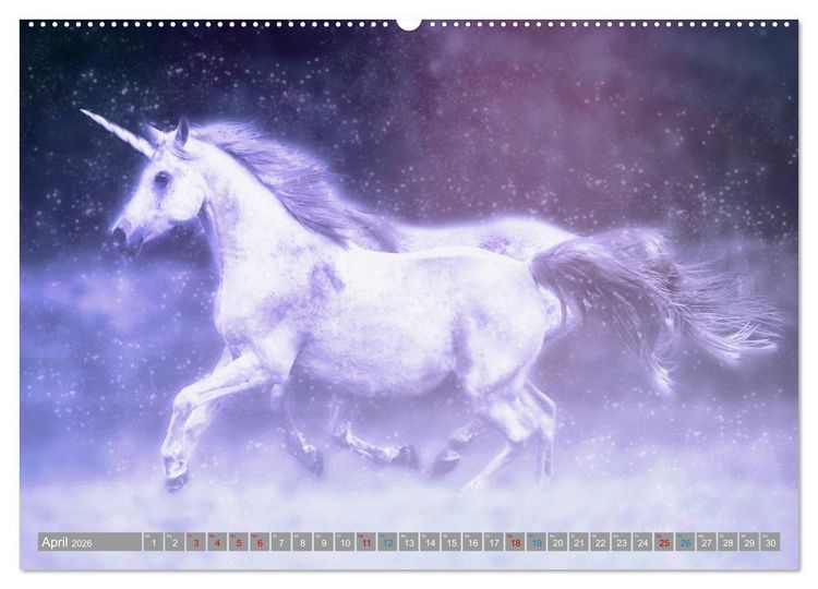Produktbild: Fabeltier Einhorn (hochwertiger Premium Wandkalender 2026 DIN A2 quer), Kunstdruck in Hochglanz