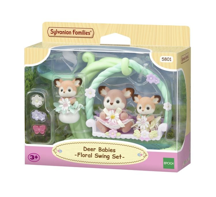 Produktbild: Sylvanian Families 5801 - Deer Babies Floral Swing Set, Reh Babys mit Blumenschaukel, Spielset
