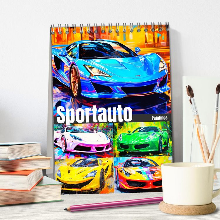 Produktbild: Sportauto Paintings (Tischkalender 2026 DIN A5 hoch), CALVENDO Monatskalender
