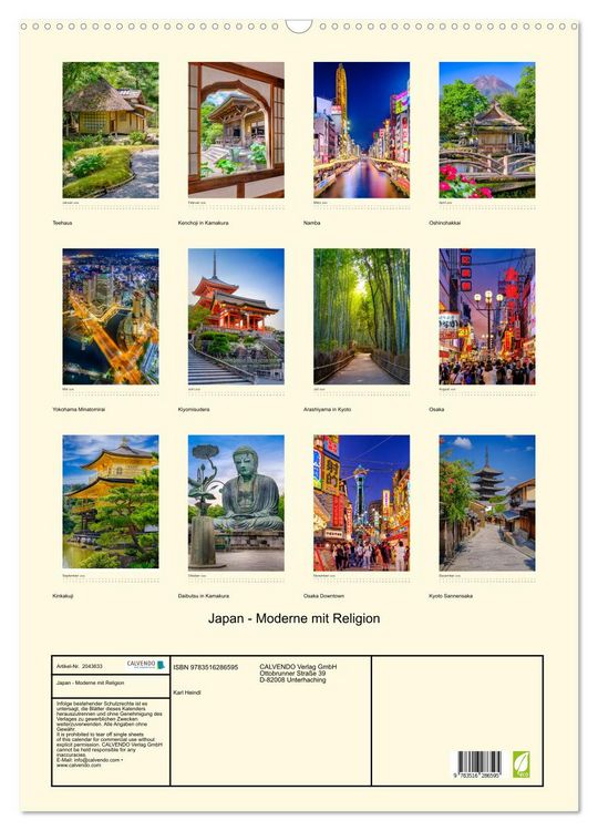Produktbild: Japan - Moderne mit Religion (Wandkalender 2026 DIN A2 hoch), CALVENDO Monatskalender