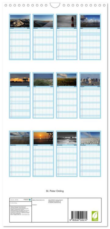 Produktbild: Familienplaner 2026 - St. Peter Ording mit 5 Spalten (Wandkalender, 21 x 45 cm) CALVENDO