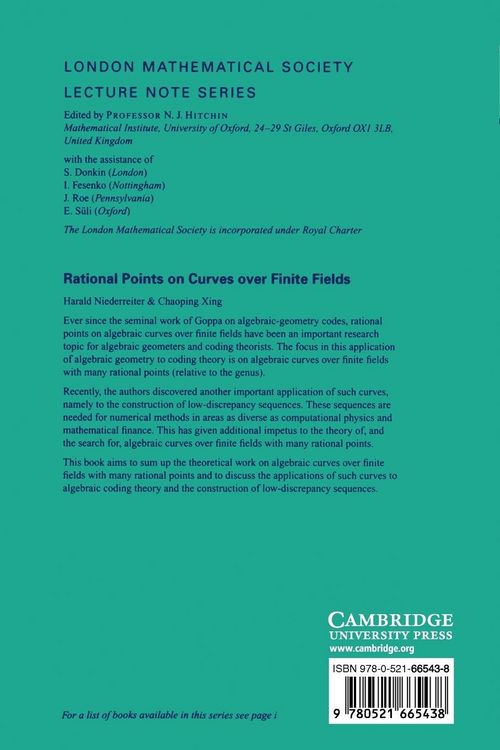 Produktbild: Rational Points on Curves Over Finite Fields