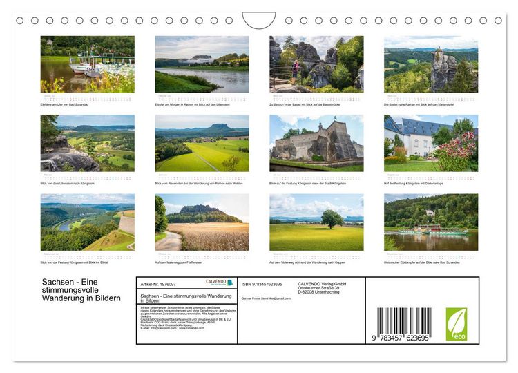 Produktbild: Sachsen - Eine stimmungsvolle Wanderung in Bildern (Wandkalender 2026 DIN A4 quer), CALVENDO Monatskalender