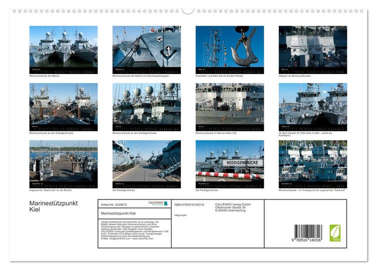 Produktbild: Marinest&uuml;tzpunkt Kiel (hochwertiger Premium Wandkalender 2026 DIN A2 quer), Kunstdruck in Hochglanz
