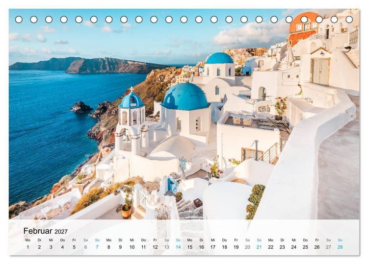 Produktbild: Oia Santorini - Bilderbuch-Dorf von Griechenland (Tischkalender 2027 DIN A5 quer), CALVENDO Monatskalender