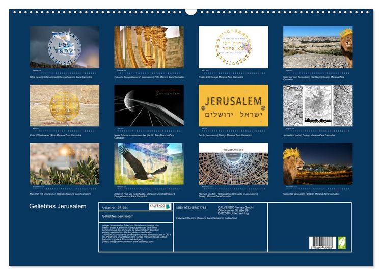 Produktbild: Geliebtes Jerusalem (Wandkalender 2026 DIN A2 quer), CALVENDO Monatskalender