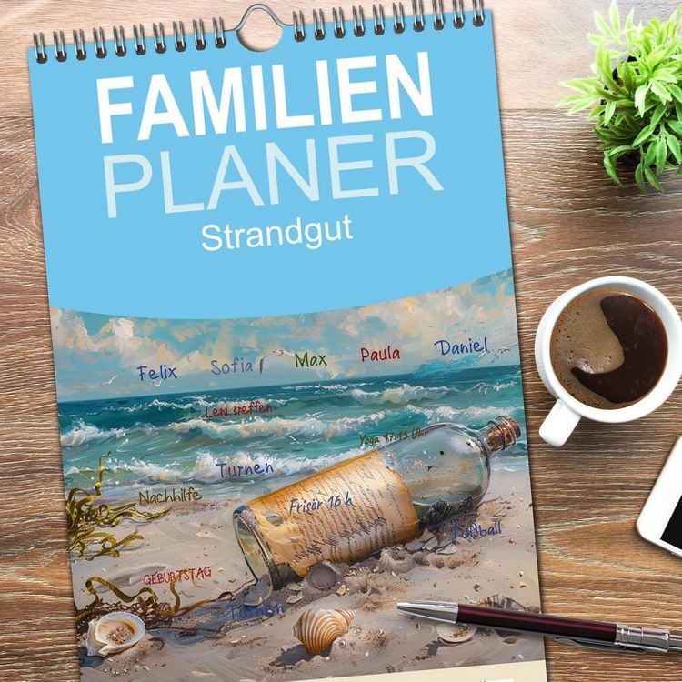 Produktbild: Familienplaner 2026 - Strandgut mit 5 Spalten (Wandkalender, 21 x 45 cm) CALVENDO
