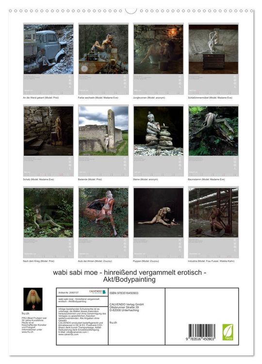 Produktbild: wabi sabi moe - hinrei&szlig;end vergammelt erotisch - Akt/Bodypainting (hochwertiger Premium Wandkalender 2026 DIN A2 hoch), Kunstdruck in Hochglanz