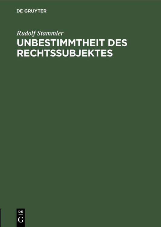 Produktbild: Unbestimmtheit des Rechtssubjektes