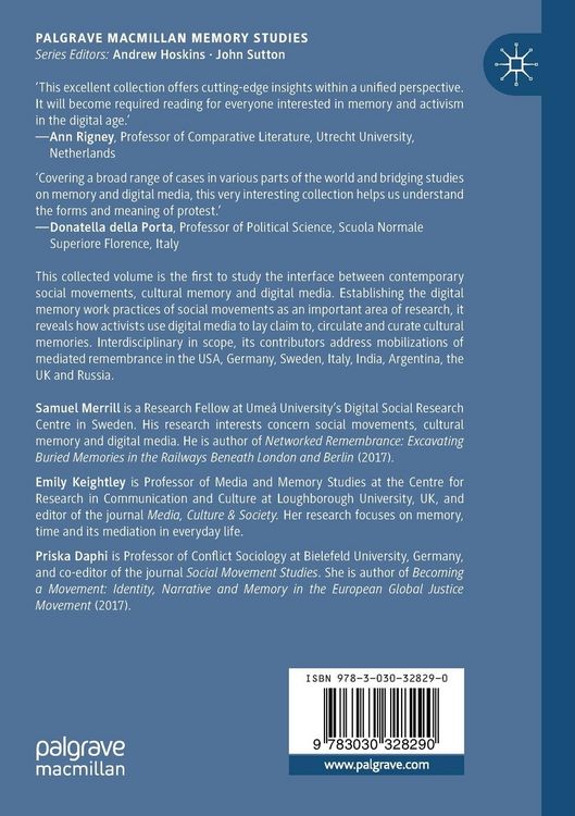 Produktbild: Social Movements, Cultural Memory and Digital Media
