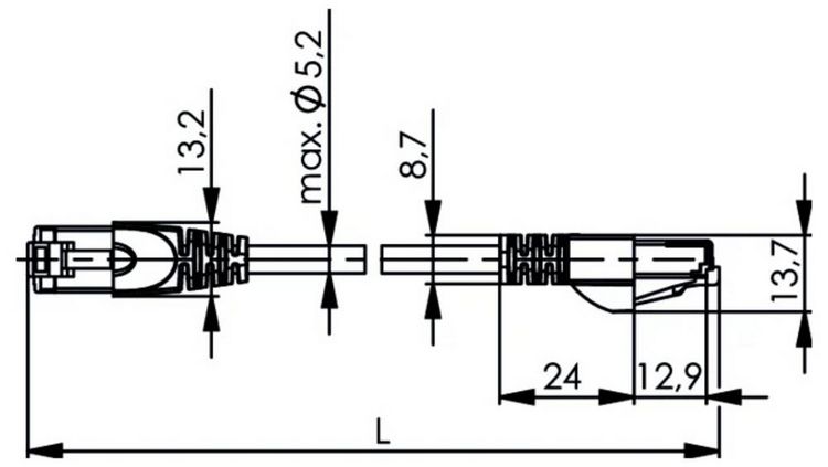 Produktbild: Teleg&auml;rtner 100009015 RJ45 Patchkabel CAT 6a S/FTP 10.0 m Rot Flammwidrig, mit Knickschutzt&uuml;lle 1 St.