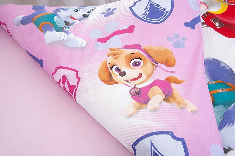 Herding 4432216050 - PAW PATROL, Wende-Bettwäsche-Set mit Reißverschluss, Baumwolle, pink/bunt, 135x200cm
