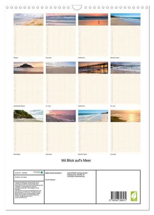Produktbild: Mit Blick auf's Meer (Wandkalender 2026 DIN A3 hoch), CALVENDO Monatskalender