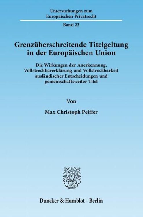 Produktbild: Grenz&uuml;berschreitende Titelgeltung in der Europ&auml;ischen Union.