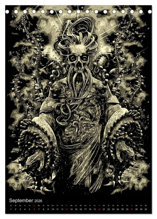 Produktbild: BLOODBOY/ HORROR ILLUSTRATION V1 (Tischkalender 2026 DIN A5 hoch), CALVENDO Monatskalender