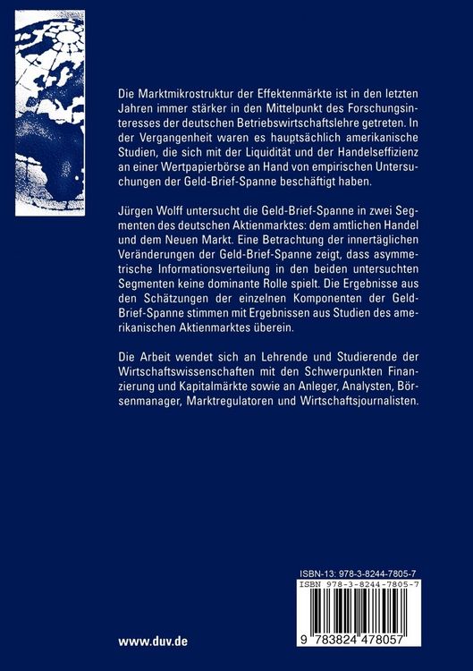 Produktbild: Eine Intermarket-Analyse der Komponenten der Geld-Brief-Spanne