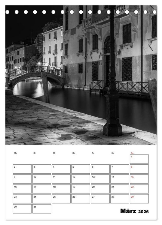 Produktbild: MONOCHROMES VENEDIG Klassische Momente (Tischkalender 2026 DIN A5 hoch), CALVENDO Monatskalender