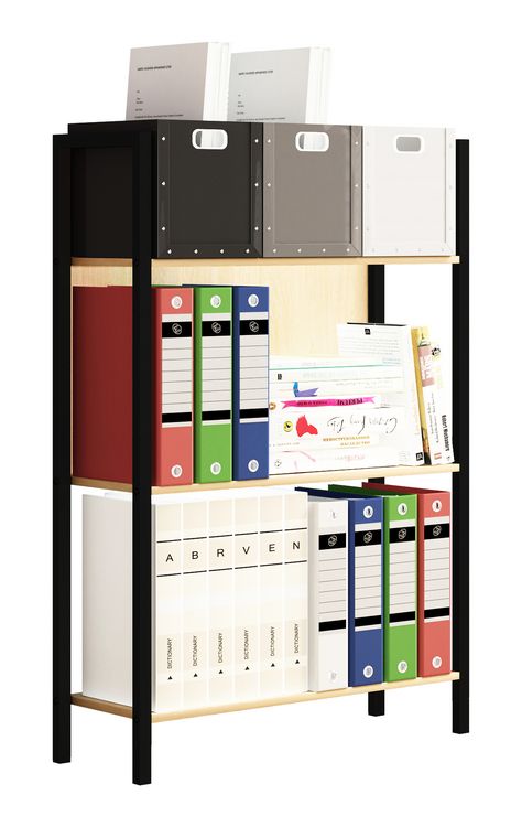 Produktbild: Holz Metall Stand Regal B&uuml;ro B&uuml;cher Flakos 3fach