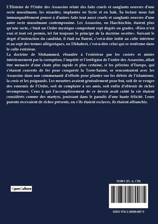 Produktbild: Histoire de l'ordre des Assassins
