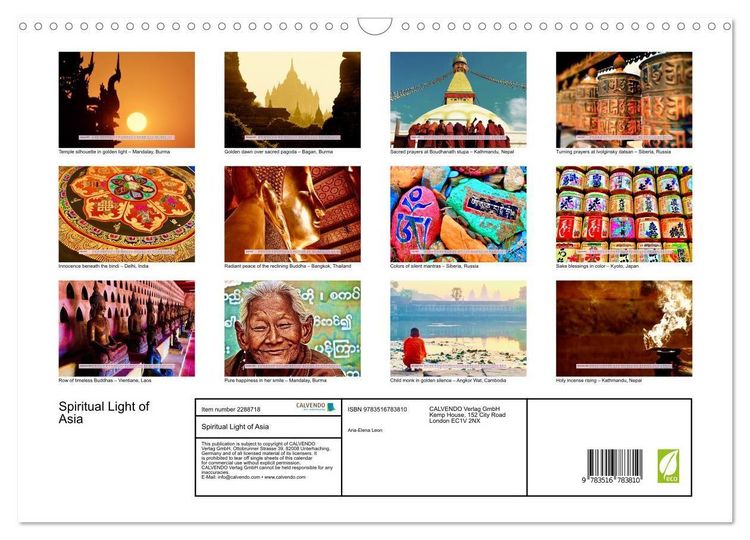 Produktbild: Spiritual Light of Asia (Wall Calendar 2027 DIN A3 landscape), CALVENDO 12 Month Wall Calendar